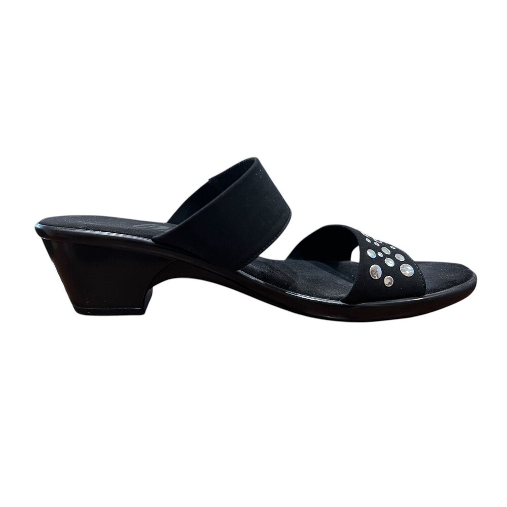 Onex Sonic Black w Silver Dots Comfort Slide Sandals Heels  US 8  Summer Vacay - Picture 4 of 13
